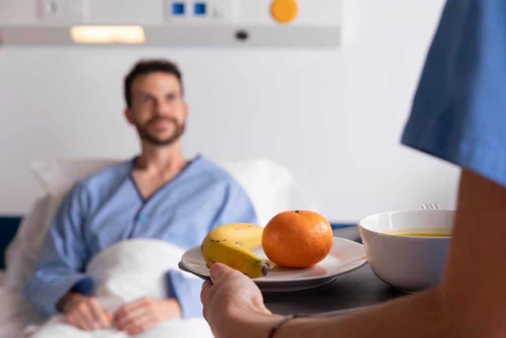Patient receiving nutritional care as part of a supervised Medical Detox in Orange County.